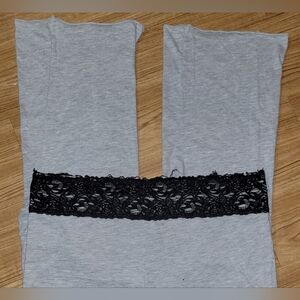 Black Lace/Gray Foldover Flare Y2K Style Yoga Pants Size XL